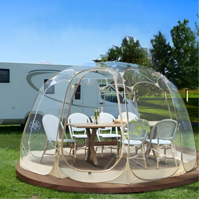 프리엠 투명 버블 쉘터 원터치 텐트 돔 불멍 캠핑 동계 옥상 경량 대형 방풍 방한, 2인용, 그레이