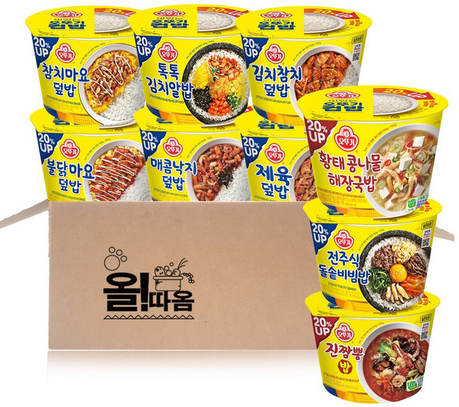 오뚜기 컵밥 9종기획세트 1호(불닭마요+매콤낙지+제육+참치마요+김치알밥+김치참치+오삼불고기+진짬뽕+돌솥), 9개, 301.5g