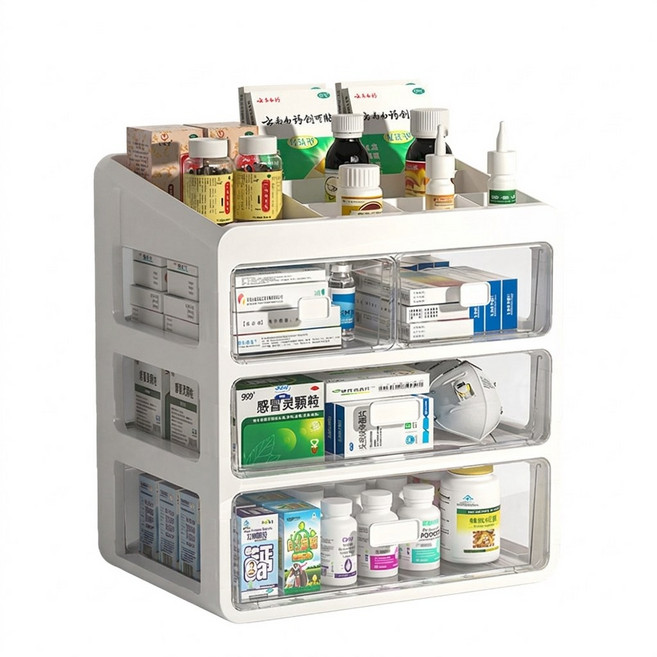 Yodevoe 영양제 진열대 4단 오픈 칸막이 데스크 정리함, 1개, 화이트 라지