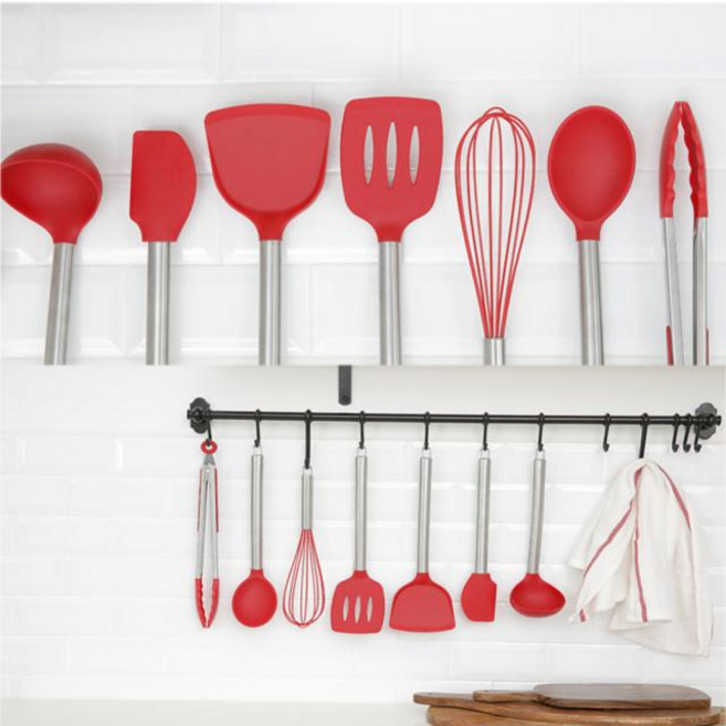 L&C 키친프리 스텐바디 실리콘 조리도구 7종모음 실리콘뒤집개 실리콘국자 실리콘볶음스푼 실리콘거품기 실리콘알뜰주걱 실리콘집게 실리콘사각구멍뒤집게, 실리콘집게(1945)1p