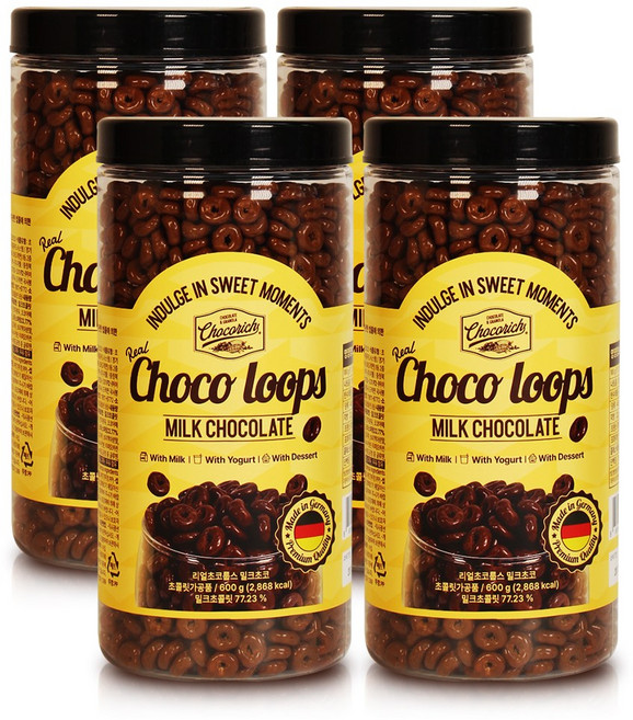 [독일산]초코리치 리얼 초코룹스 밀크초코, 600g, 4개