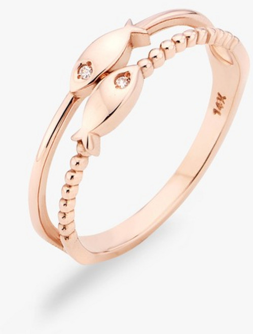 18K 트윈스 물고기 반지