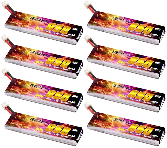 TREANTY 1S 3.8V 850mAh 80C/160C 리튬 배터리 RC FPV 쿼드콥터 백업 Tiny Hawk 고속 충전식, 04 8Pcs