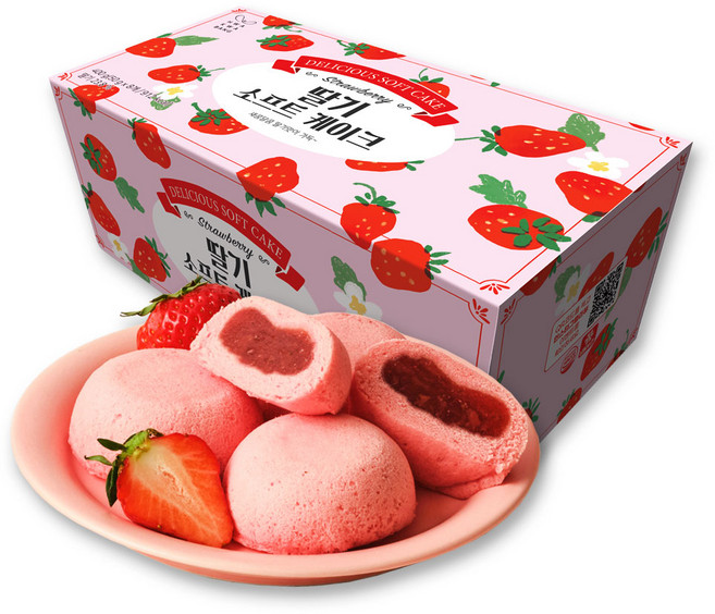 [화과방] 소프트케이크 딸기 / 부드러운 아이스 디저트, 400g, 1개