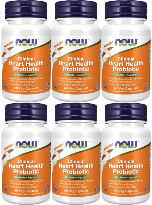 나우푸드 클리니컬 하트 헬스 프로바이오틱 25억 CFU 유산균 베지캡슐, 60정, 6팩