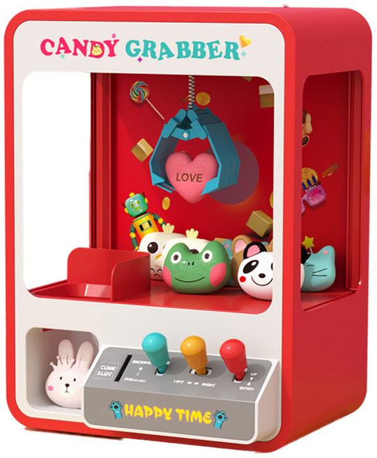 HAPPY TIME 兒童電動夾娃娃機 親子互動遊戲 音樂聲光效果 附贈30顆扭蛋, 紅色, 1個