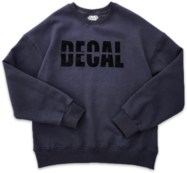 데칼 기모 남녀공용 오버 맨투맨 벨벳로고