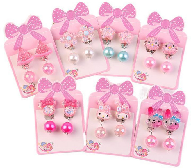 [실버플라워]여아 공주 보석 귀걸이7종 어린이 악세사리2518-1