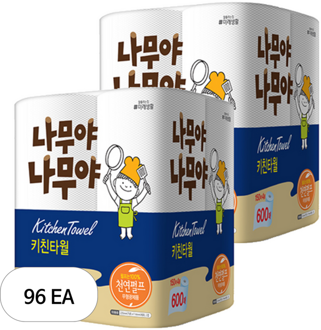 나무야나무야 천연펄프 키친타올, 150매, 96개