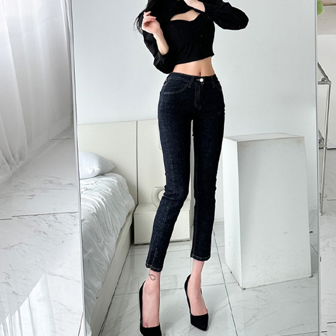 글램디브 쉐딘 여성 청바지 슬릿 스키니 생지 AG2201