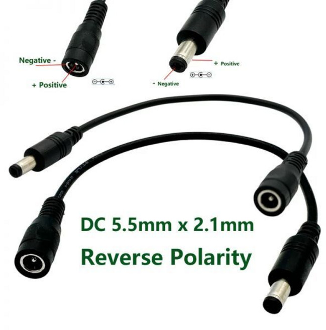 키보드 기타 피아노 이펙트 페달용 역 극성 전력 변환 코드 케이블 컨버터 와이어 DC 5.5mm x 2.1mm 2 개, 01 Black, 1개
