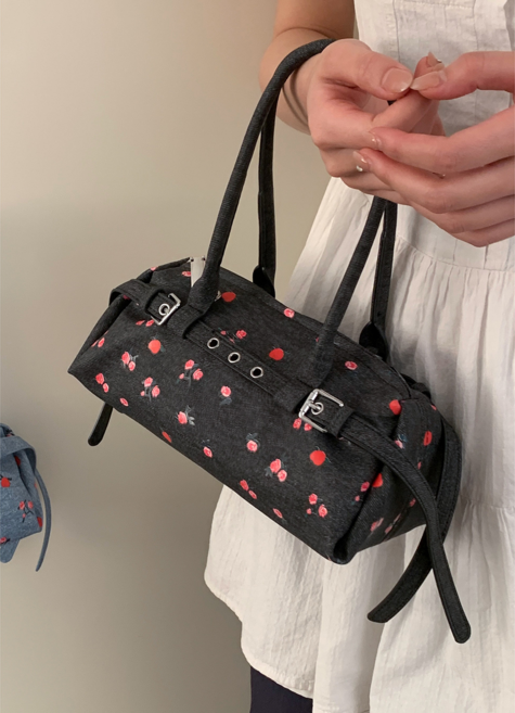 플라워 데님 미니 보스턴 토트백