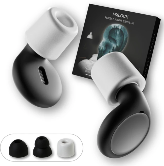 픽스락 소음 차단 실리콘 수면 귀마개 숲속의밤 이어플러그, 1세트, 블랙 - 쿠팡