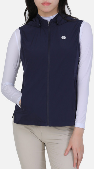 <투엘라> 여성 후드 조끼 / 루미너스 후드 탈부착 에어 메쉬 스판 등산 아웃도어 골프 조끼