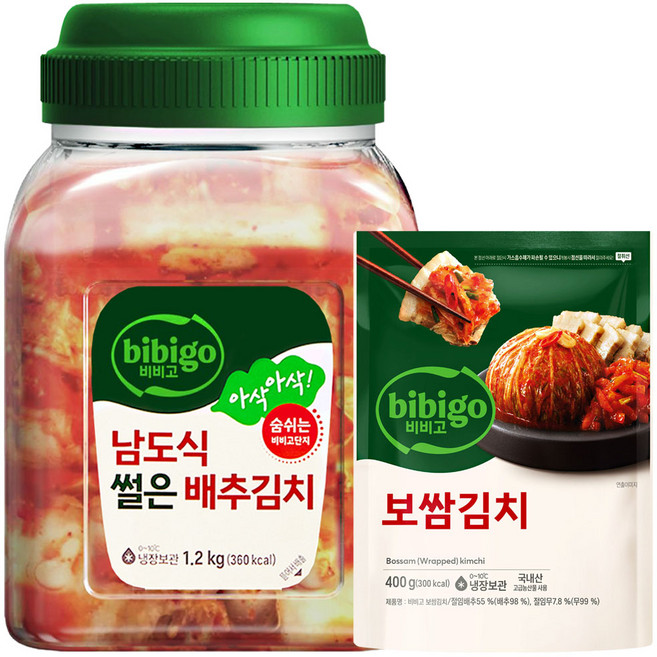 비비고 남도식썰은배추김치1.2kg + 보쌈김치400g, 1세트, 1.6kg