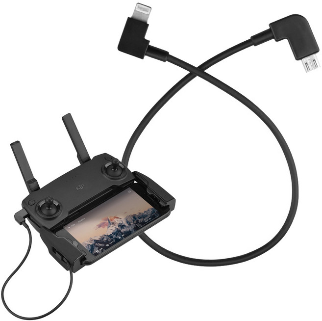 DJI용 드론 조종기 데이터 케이블 아이폰 타입 전송 조이스틱 리모컨 악세사리 Mavic Mini / Mavic 2 / Mavic Air / Mavic Pro / Spark, (미니) 케이블(아이폰)(블랙), 1개