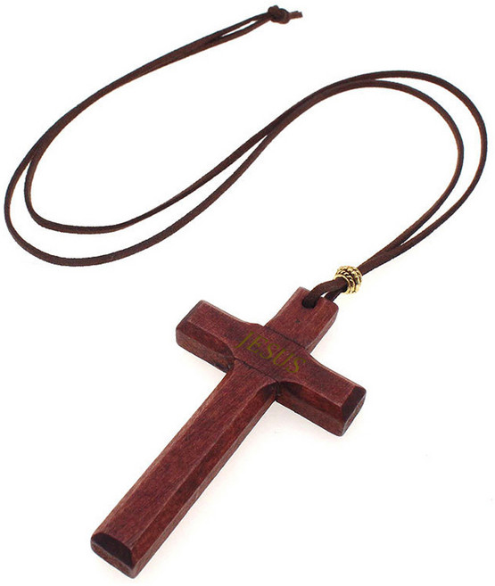 발통마켓 JESUS 마크 차량용 십자가 룸미러 걸이, 1개, 레드우드