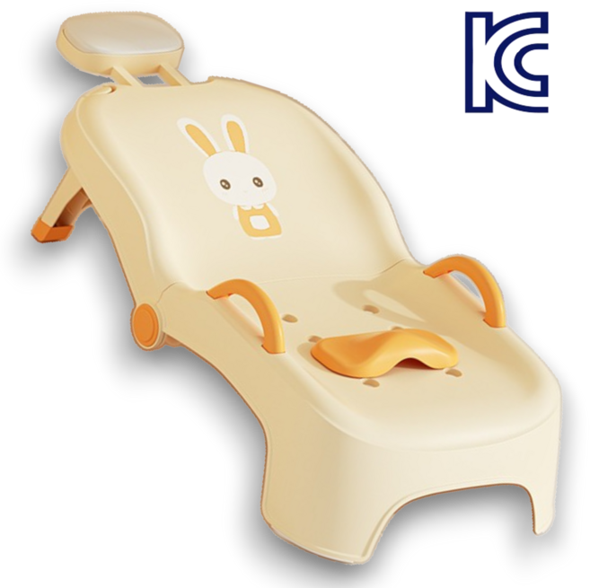 오브제 접이식 샴푸의자 KC인증 유아 누워서 샴푸 목욕 어린이 샴푸 머리감는 샴푸침대, 1개, 03.노란색 PVC쿠션(접이식/샴푸대야 제외)