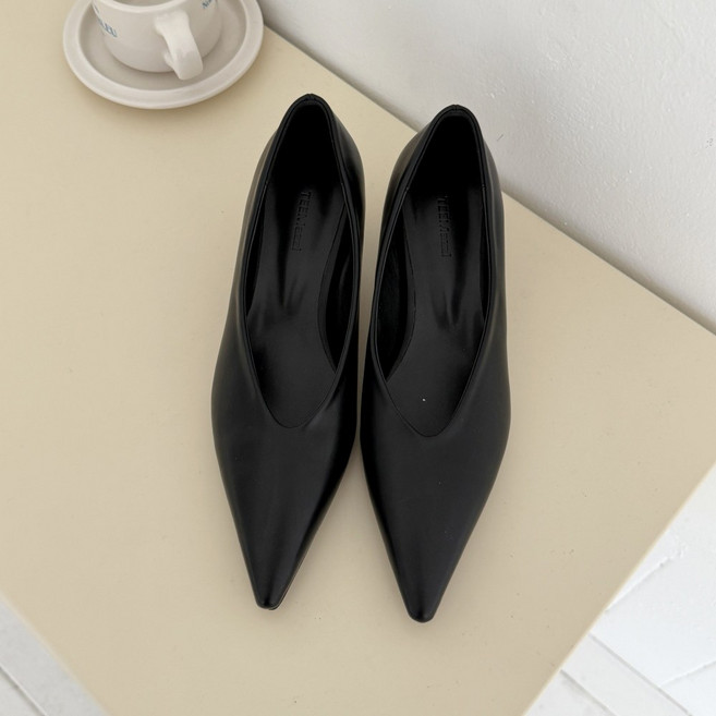 슈뿐 스틸레토 V컷 베이직 뾰족코 미들힐 여성 펌프스 구두(5cm)