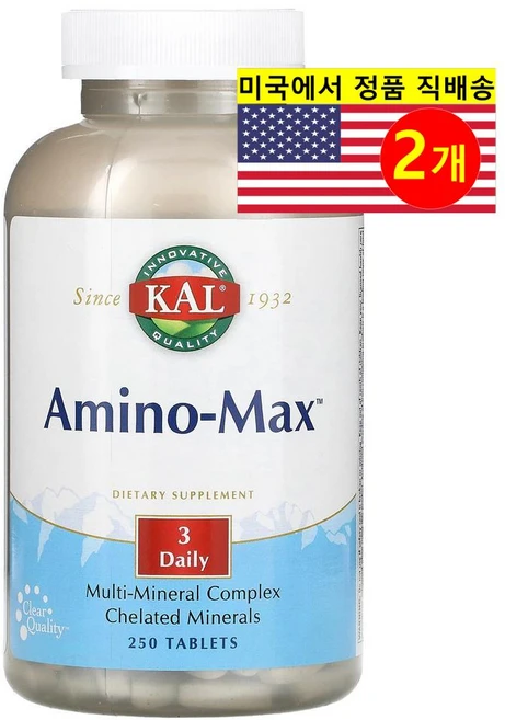 KAL 아미노-맥스 멀티미네랄 복합 Amino-Max, 2개, 250정 - 쿠팡
