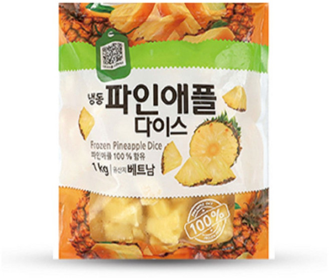 냉동 파인애플 다이스, 1kg, 3개