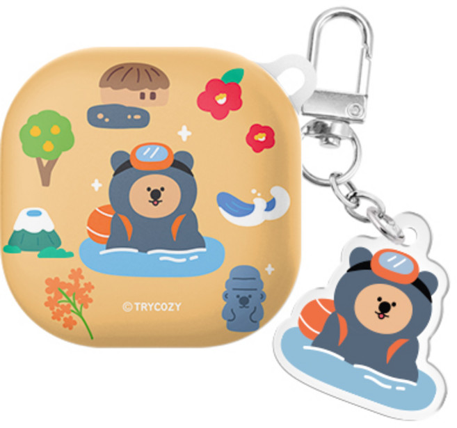 쿼카 여행 버즈라이브/버즈3/버즈3프로 하드 케이스 +아크릴 키링 세트, 쿼카 여행_제주도, 버즈라이브/버즈프로/버즈2/버즈2프로(공용)