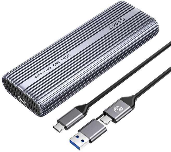 오리코 썬더볼트 4/3 호환 40Gbps M.2 NVMe 외장 SSD 케이스 ACOM2-U4, 1개, 그레이