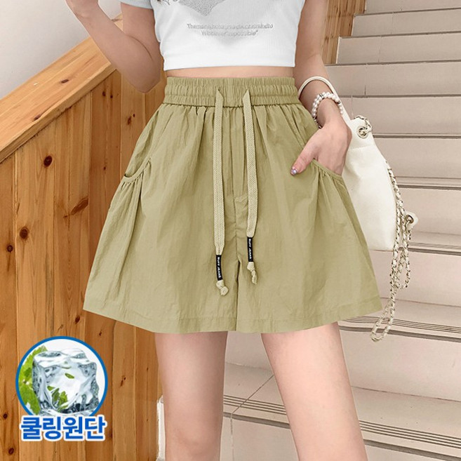 Modern Fashion 여성 쿨링감 반 바지 허리밴딩 하이웨스트 핫팬츠 C10