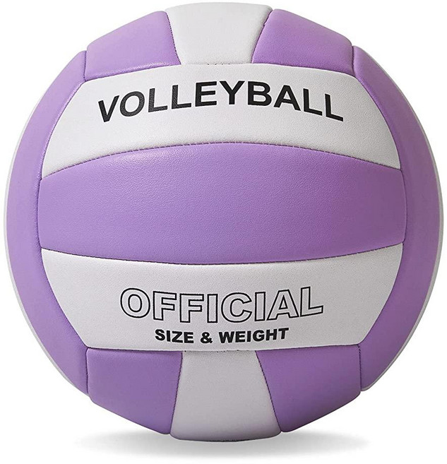 EVZOM 배구 소프트 비치 발리볼 - 공식 사이즈 5 실내 실외 해변 수영장 훈련 놀이 여아 남아 청소년 성인 초보자용 (핑크), 퍼플/화이트