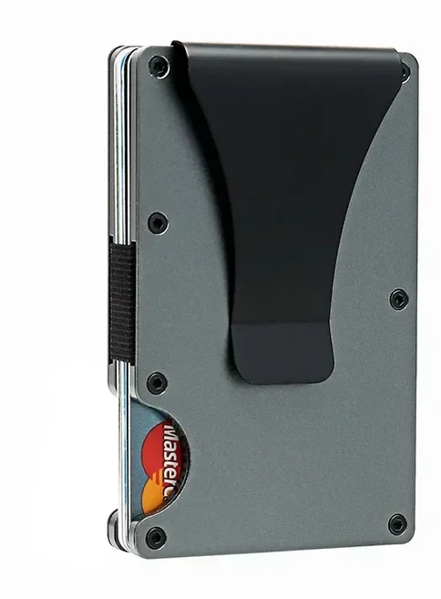 남성 미니멀리스트 RFID 차단 지갑 (카본 파이버) - 슬림 메탈 도난 카드 케이스 홀더 (현금 신분증 수납)