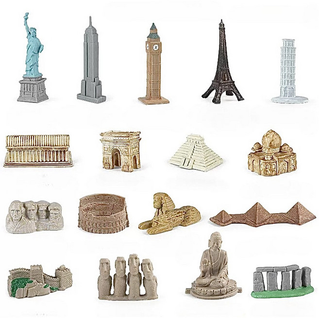 비큐리어스 월드 랜드마크 미니어처 17종 세트 학습용 랜드마크 피규어