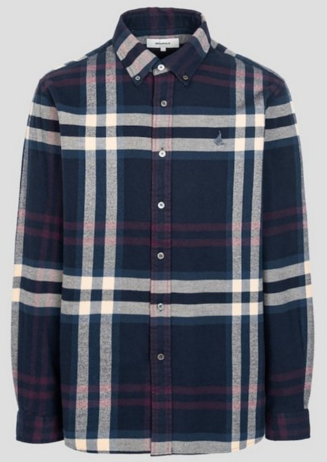 [브랜드정품] 빈폴 울코튼 빅체크 셔츠 네이비 (BC4X64C38R)