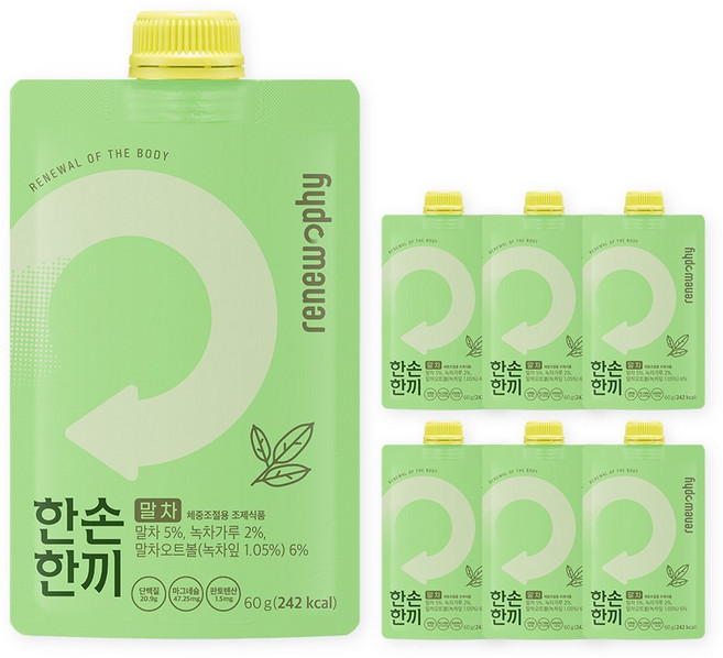 한손한끼 단백질 쉐이크 파우치 프로틴 식사대용, 말차맛, 7개, 60g