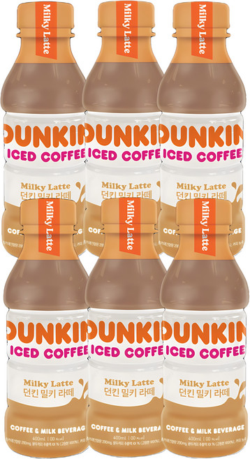DUNKIN DONUTS 咖啡牛奶拿鐵, 400ml, 6個
