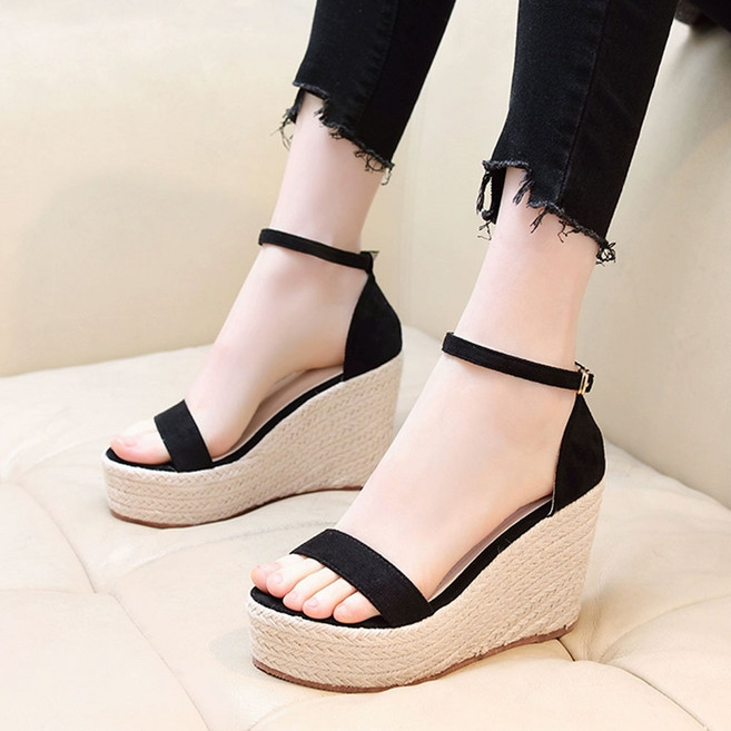 아이위크 여자 가보시 샌들 여성 키높이 통굽 웨지 힐 슬리퍼