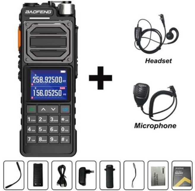 BAOFENG UV-25M 전술 워키토키 풀 밴드 999CH 주파수 복사 C 타입 양방향 라디오 프로 50km, 12) Headset-MIC - American, 1개