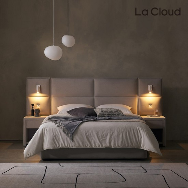 라클라우드 호텔식 바움 패브릭 평상형 침대프레임 LK(라지킹), 침대프레임+패널2EA