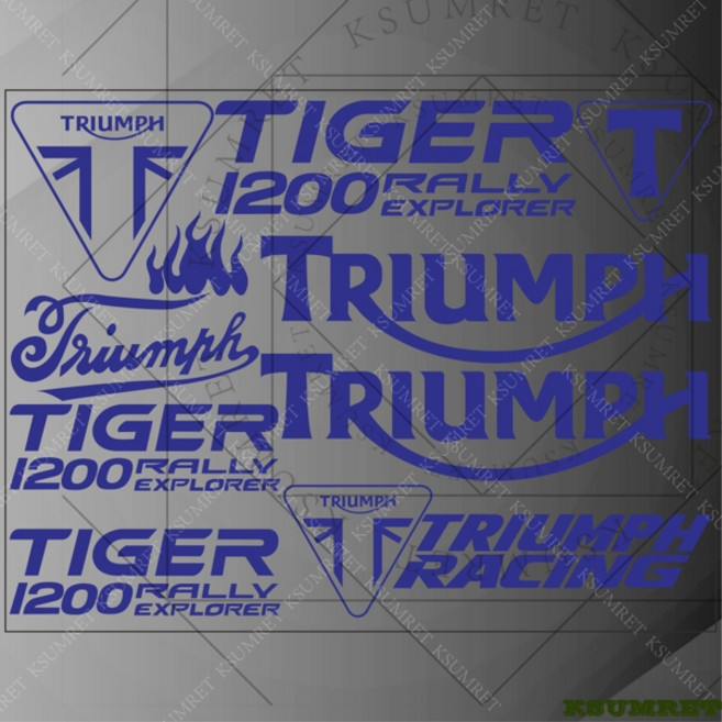 호환 Triumph TIGER 1200 RALLY EXPLORER 스티커 로고 데칼 탱크 레이싱 스티커 엠블럼 방수, [03] Blue