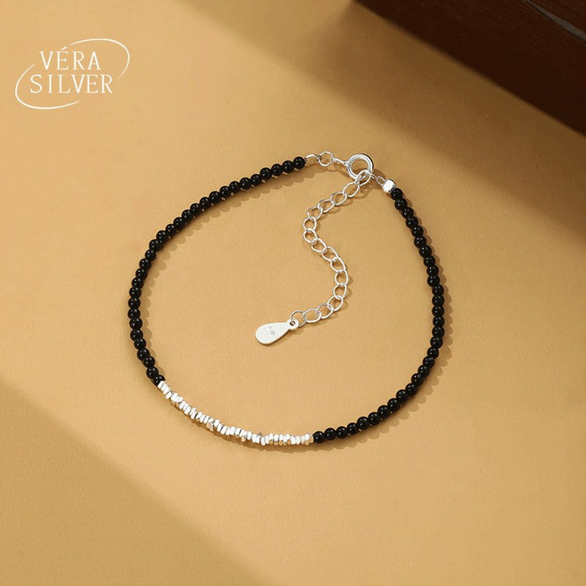 VERA SILVER 999純銀黑瑪瑙手鍊 情侶款手繩 簡約百搭手環