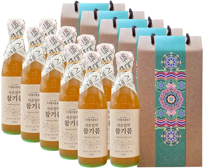 새말기름집 실속선물세트 저온압착 참기름 350ml 100%통깨 전통압착 답례품, 5세트