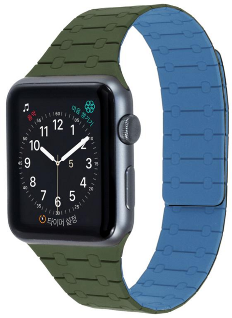 시아르고 애플워치 9 8 울트라 7 6 5 4 SE 2 스포츠스트랩마그네틱시계줄 알파인루프 밴드 APS-06, 01.카키 / 블루, 38/40/41mm