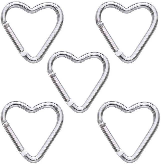 이지유 하트 카라비너 키링 에어팟 고리 키홀더 연결깅 열쇠고리 부자재, 5개, 실버