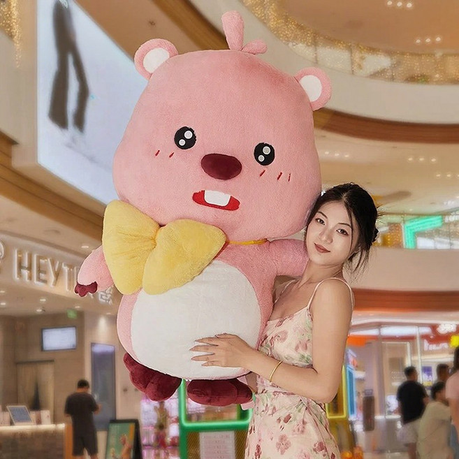 RENMINGFF 100cm 대형 귀여운 캐릭터 잔망루피 수면 베개 인형 안고자는 인형 쿠션 생일선물, 100cm 리본 스타일