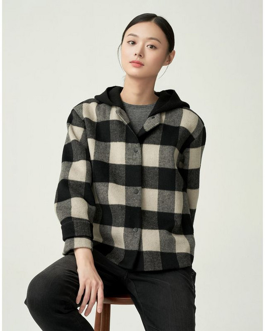 비비올리비아 니트 후드 체크 점퍼 VVCCLXW9481