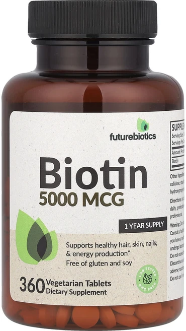 퓨처바이오틱스 비오틴 5000mcg 360 채식 정제, 1개, 360정 - 쿠팡