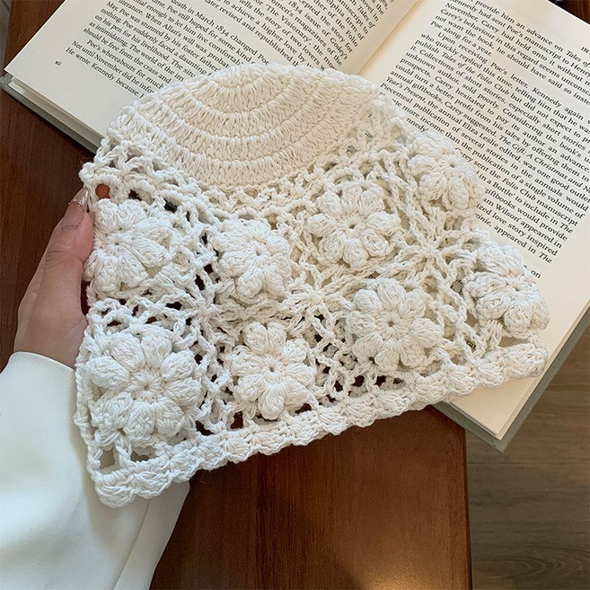 여성 니트 모자 캐주얼 빈티지 모자 니트 스타일 봄 가을 패션 레이스 디자인 YLP