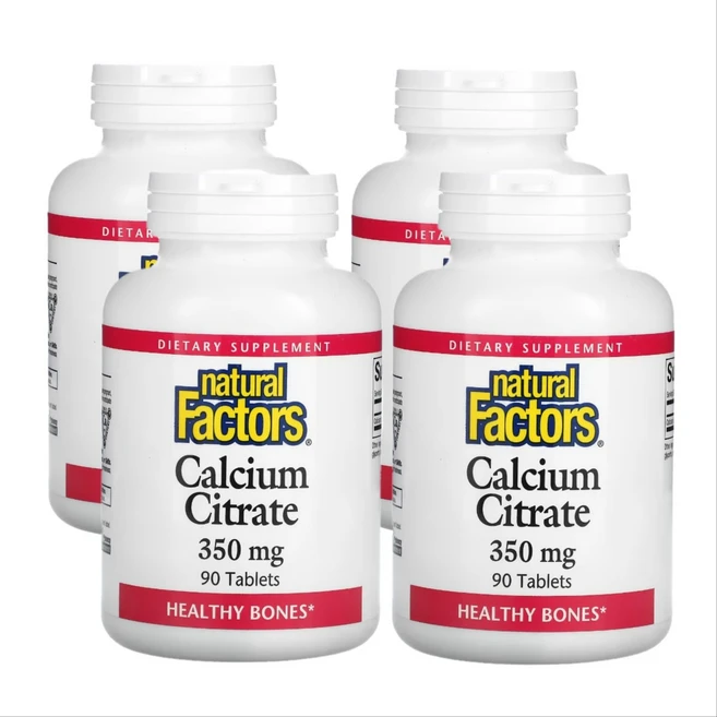 내추럴팩터스 구연산칼슘 350mg 90정 X 4통 Natural Factors 칼슘, 4개 - 쿠팡