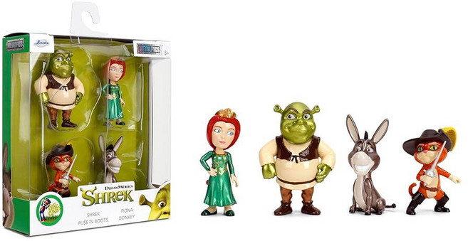 자다토이즈 Shrek Metalfigs 4팩 영화 수집용 피규어 6.4cm 다이캐스트 - 슈렉 당나귀 피오나 부츠 신은 고양이 장난감 토이, 자다토이즈 Shrek Metalfigs 4팩 영화 수집