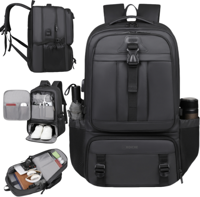 코이체 확장형 출장 여행용 노트북 백팩 신발 분리수납 방수 가방