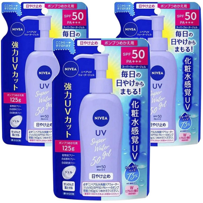 니베아 슈퍼 워터 젤 리필용, 3개, 125g